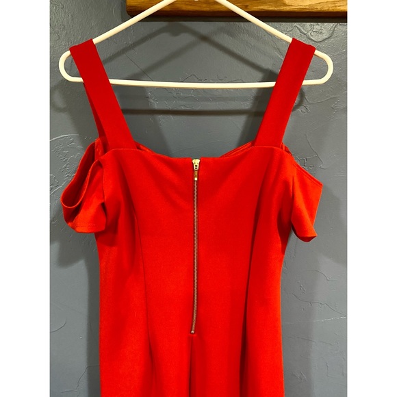 Bisou-Bisou Red Midi Body-con Cocktail Dress Size 10 - Picture 4 of 10